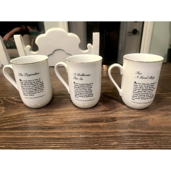 1982 Norman Rockwell Museum Coffee Mugs Cups White/Gold Trim Set of 6 Collection - Picture 5 of 16